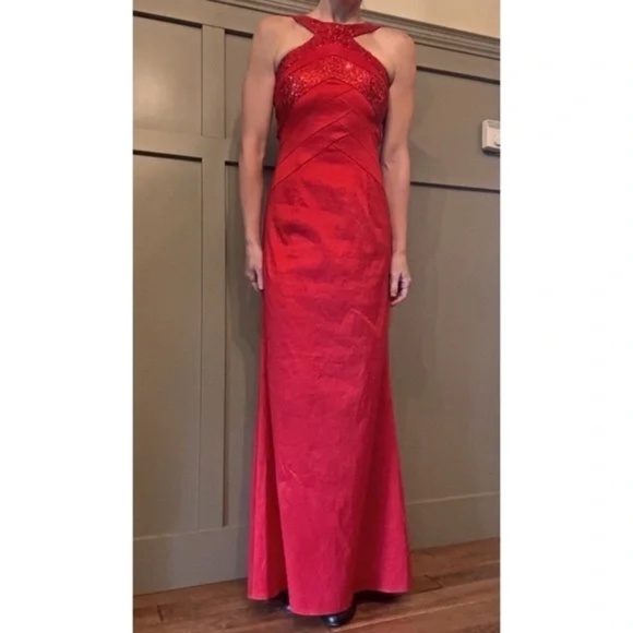 Jessica McClintock Vintage Formal Gown Red Sequins Size 8 New NWT - Picture 1 of 14